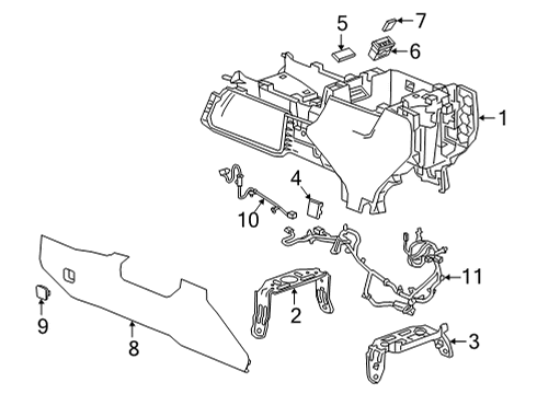 2024 GMC Sierra 3500 HD CONSOLE ASM-F/FLR LWR *JET BLACK Diagram for 85636140