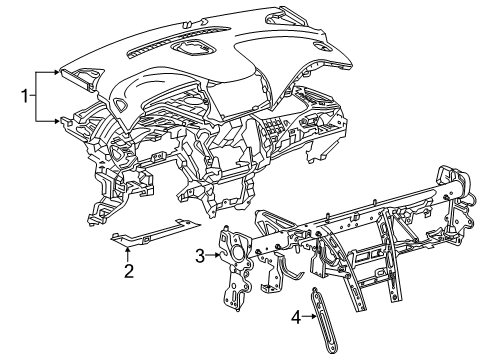 2019 Chevy Cruze Bracket Assembly, Instrument Panel Airbag Lower Diagram for 39026711