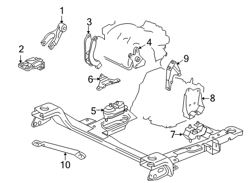 2006 Saturn Relay Engine & Trans Mounting Diagram