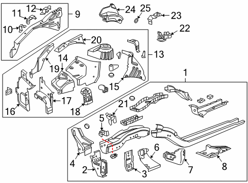 2012 Chevy Cruze Panel Asm,Front Wheelhouse Front Diagram for 22756017