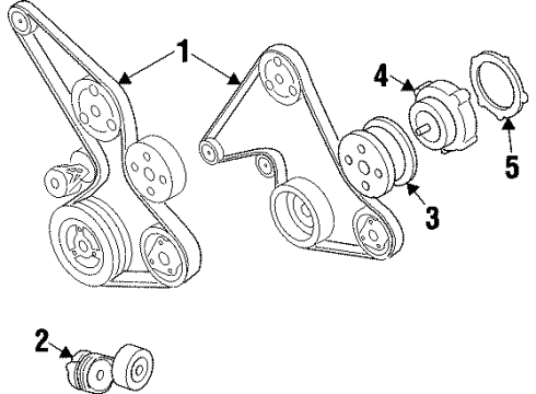 1994 Chevy Beretta Water Pump, Belts & Pulleys Diagram