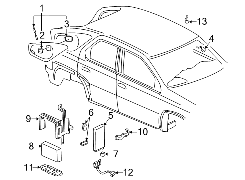 2002 Buick Rendezvous Retainer, Cellular Telephone. Diagram for 9373389