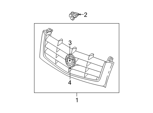 2006 Cadillac Escalade EXT Grille Assembly, Radiator *Blue Diagram for 15129949