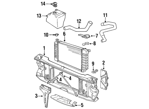 1988 Chevy K3500 Radiator & Components, Radiator Support Diagram 3 - Thumbnail