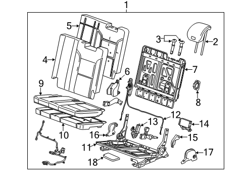 2016 Cadillac Escalade Cover Assembly, 3Rd Row Seat Back *Purpleblack T Diagram for 23477566