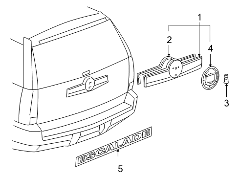 2014 Cadillac Escalade Exterior Trim - Lift Gate Diagram