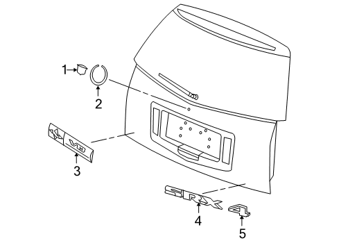 2006 Cadillac SRX Liftgate Emblem Diagram for 25761282