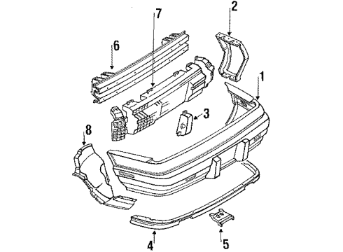 1988 Pontiac Grand Prix Reinforcement, Rear Bumper Fascia Diagram for 14101708