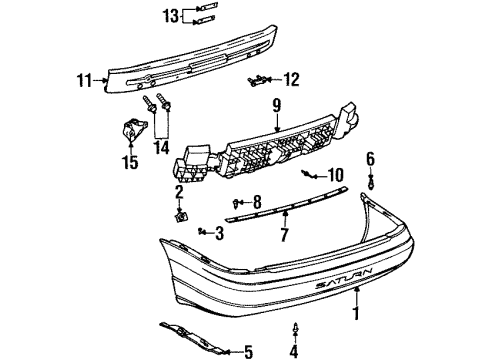 2001 Saturn SW2 Support,Rear Bumper Fascia Diagram for 21112091