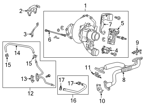 2022 GMC Sierra 1500 Turbocharger & Components Diagram 1 - Thumbnail