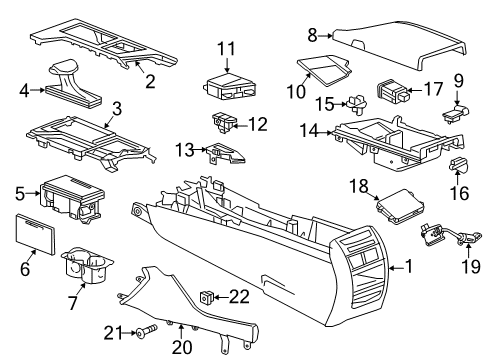 2019 Cadillac CT6 Armrest Assembly, F/Flr Cnsl *Very Light Ce Diagram for 84616194