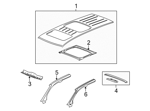 2008 Saturn Outlook Roof & Components Diagram