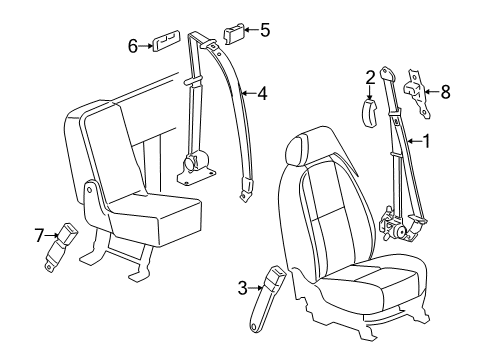 2014 Chevy Silverado 3500 HD Belt Kit,Passenger Seat (Buckle Side) *Light Titanium *Titanium Diagram for 19149504