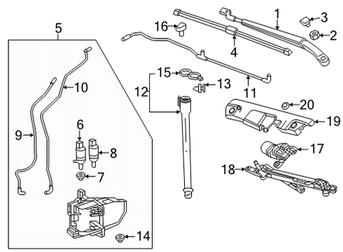 2022 Chevy Bolt EUV Blade Assembly, R/Wdo Wpr Diagram for 42781377