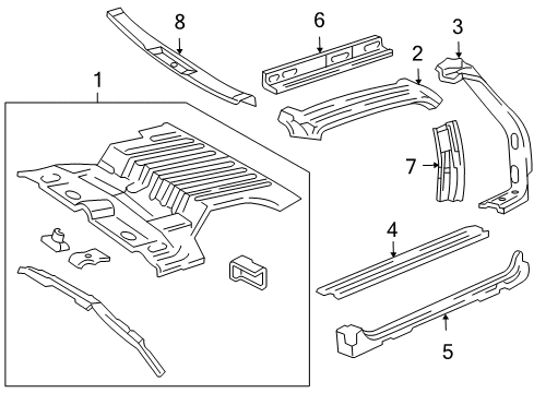 2003 Oldsmobile Bravada Panel Asm,Floor Rear Diagram for 12546343