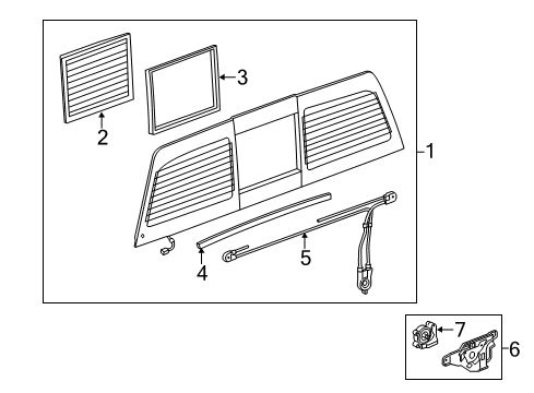 2017 Chevy Silverado 1500 Module Assembly, Rear Sliding Window Diagram for 23490454