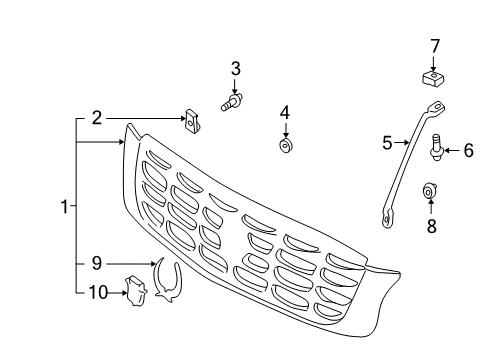 2004 Cadillac DeVille Grille & Components Diagram 2 - Thumbnail