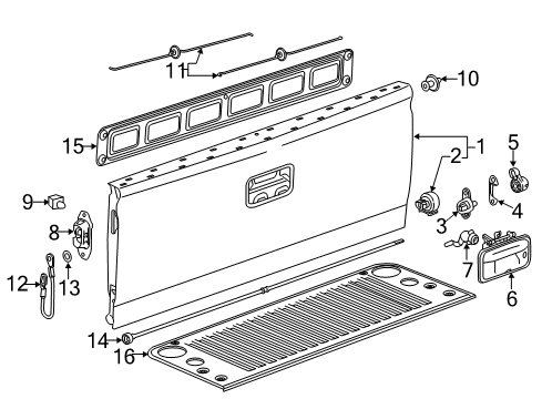 2015 GMC Sierra 1500 Tail Gate, Body Diagram 3 - Thumbnail