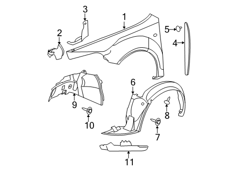 2008 Chevy Malibu Fender & Components Diagram