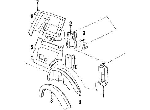 1987 Oldsmobile 98 Inner Components - Quarter Panel Diagram 1 - Thumbnail