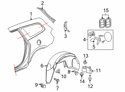 2013 Chevy Traverse Quarter Panel & Components Diagram