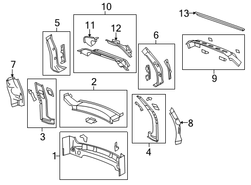 2015 Chevy Traverse Panel Assembly, Back Body Pillar Inner Diagram for 22805471