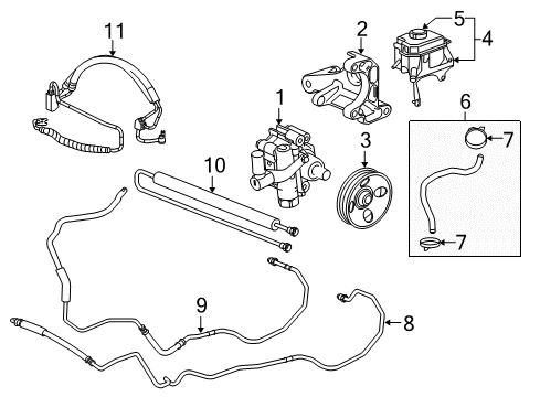 2010 Buick LaCrosse P/S Pump & Hoses, Steering Gear & Linkage Diagram