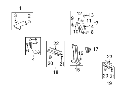 2009 Saturn Vue Interior Trim - Pillars, Rocker & Floor Diagram