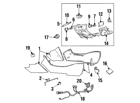 1996 Oldsmobile Aurora Front Console, Rear Console Diagram 1 - Thumbnail