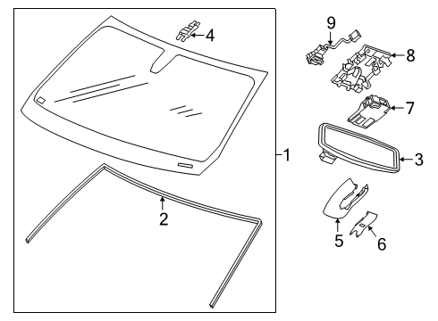 2022 Chevy Silverado 1500 Glass - Windshield Diagram 1 - Thumbnail