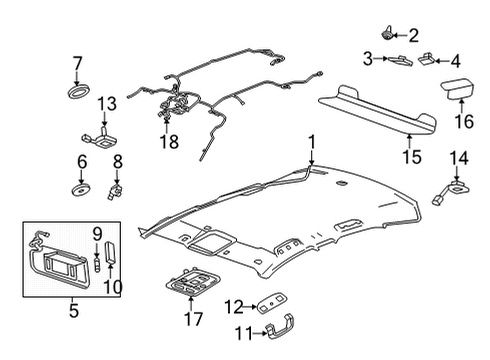 2020 Cadillac CT5 Lamp Assembly, R/Rl R/Seat Posn Rdg & Ctsy *Jet Black Diagram for 84698637