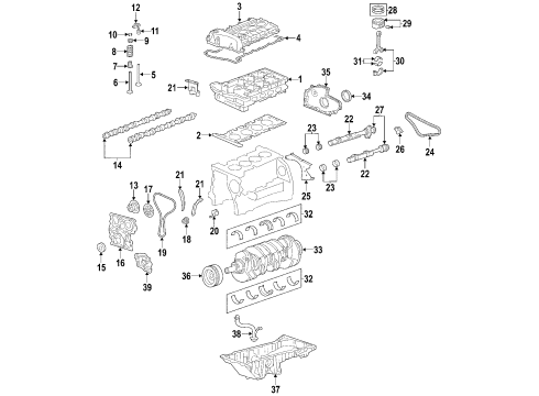 2005 Chevy Colorado Engine Parts, Mounts, Cylinder Head & Valves, Camshaft & Timing, Variable Valve Timing, Oil Pan, Oil Pump, Balance Shafts, Crankshaft & Bearings, Pistons, Rings & Bearings Diagram