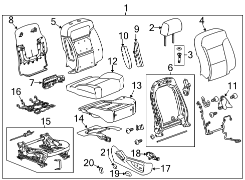 2016 GMC Yukon Cover Assembly, Front Seat Back *Black Diagram for 23218640