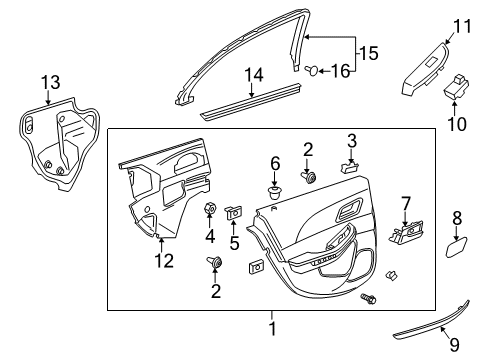 2014 Chevy Malibu Trim Assembly, Rear Side Door *Black Diagram for 23171624