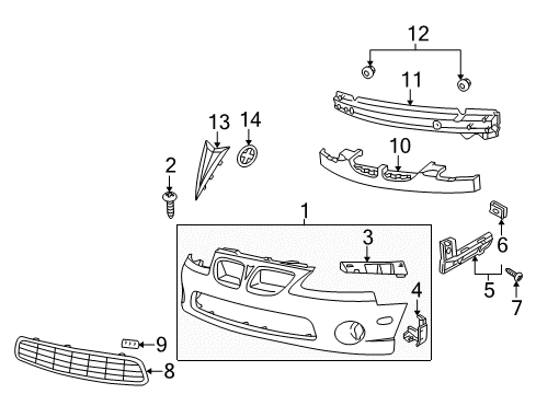 2006 Pontiac GTO Guide,Front Bumper Fascia Diagram for 92177408