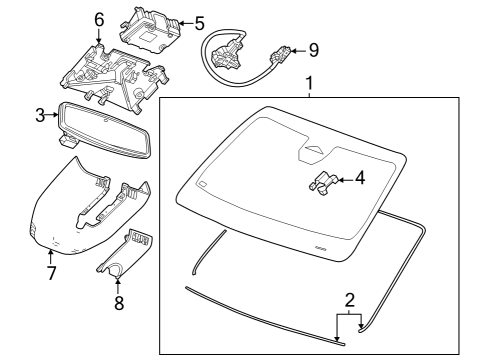 2023 GMC Canyon Glass - Windshield Diagram