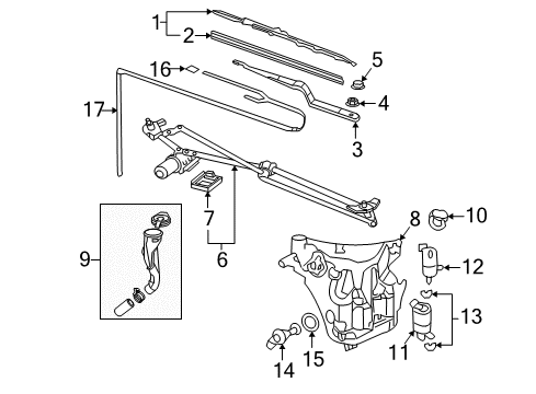 2004 Buick Rendezvous Blade Assembly, Windshield Wiper(Lh) Diagram for 10413111