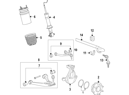 2022 Cadillac Escalade ESV Suspension Components, Control Arm, Ride Control, Stabilizer Bar Diagram 1 - Thumbnail