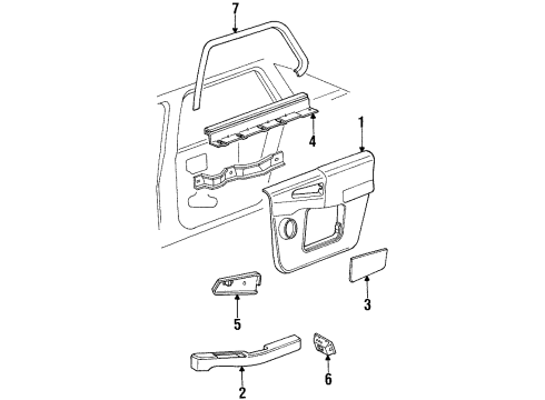 1993 Pontiac Grand Prix MOLDING, Rear Side Door Trim Finish Diagram for 10180495