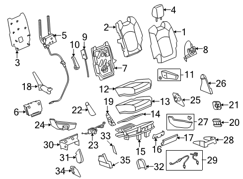 2010 GMC Acadia Second Row Seats Diagram