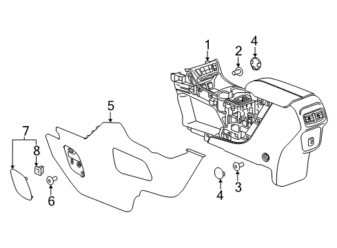 2020 GMC Terrain Panel Assembly, Front Floor Console Extension *Medium Ash Gy Diagram for 84218842