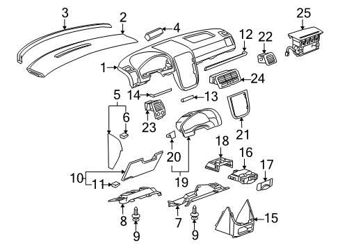 2005 Chevy Uplander Cluster & Switches, Instrument Panel Diagram 3 - Thumbnail