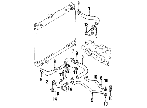 1998 Chevy Tracker Radiator Coolant Inlet Pipe (Upper) Diagram for 96068652