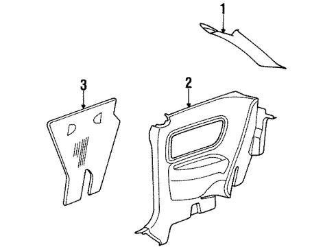 1993 Saturn SC1 Panel Asm,Quarter Lower Trim Finish *Graphite Diagram for 21037473