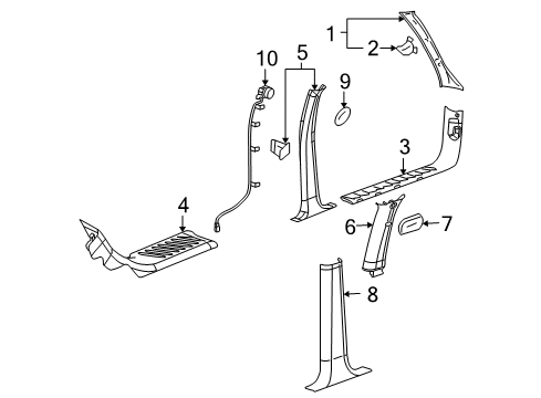 2003 Chevy Trailblazer Molding Assembly, Windshield Side Garnish *Oak Diagram for 15158045