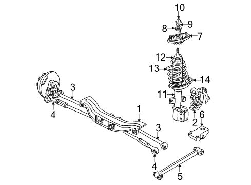 2002 Buick Century Rear Suspension Components, Stabilizer Bar Diagram 1 - Thumbnail