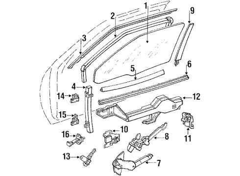 1994 Pontiac Grand Prix Front Door Lock Assembly Diagram for 16628680