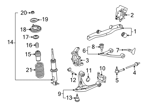 2010 Saturn Sky Rear Upper Suspension Control Arm Assembly Diagram for 15907049