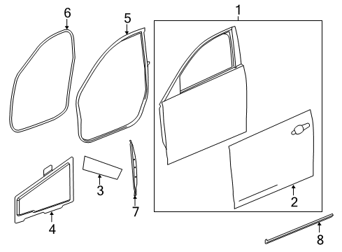 2019 Cadillac CTS Weatherstrip Assembly, Front Side Door (Body Side) *Black Diagram for 84056851