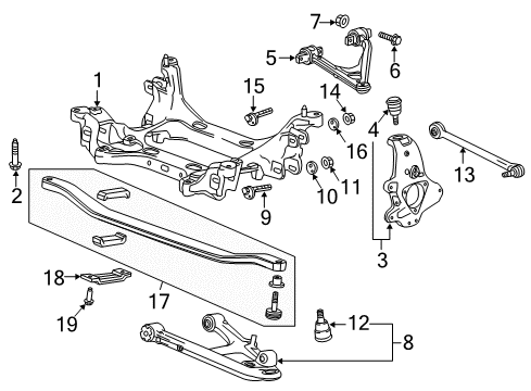 2015 Chevy Corvette Rear Upper Suspension Control Arm Assembly Diagram for 84463636